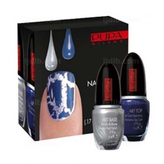 Nail Art Kit Argent et Bleu Pupa - Kit 2 flacons